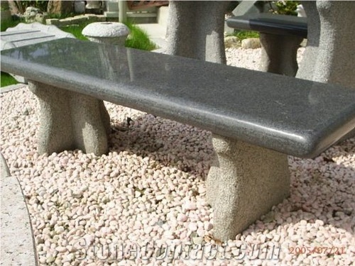 Wellest G654 Sesame Black Granite Bench,Exterior & Outside Garden Bench, Flamed Surface,Model No.Stc025