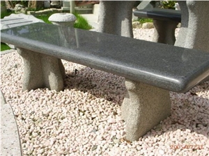 Wellest G654 Sesame Black Granite Bench,Exterior & Outside Garden Bench, Flamed Surface,Model No.Stc025