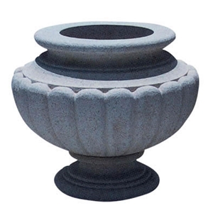 Wellest G654 Sesame Black Granite Round Garden Flower Pot,Natural Stone Outside Garden Flower Pot,Item No.Sgp005