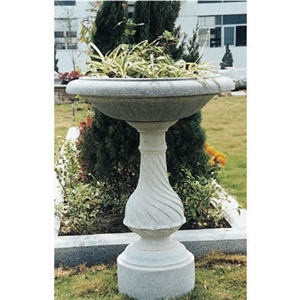 Wellest G654 Sesame Black Granite Round Garden Flower Pot,Natural Stone Outside Garden Flower Pot,Item No.Sgp021