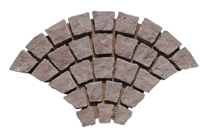 Wellest G658 Meshed Granite Fan Shape Paving Stone,Cobble and Cube Stone on Meshed,Five Faces Natural ,Bottom Saw Cut Mg-070