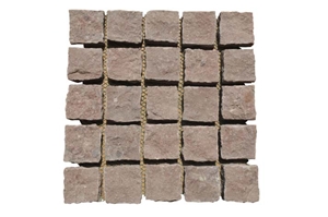 Wellest G658 Meshed Granite Paving Stone,Cobble and Cube Stone on Meshed, Five Faces Natural ,Bottom Saw Cut Mg-082