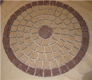 Wellest G682 G658 Mixed Granite Paver Pattern ,Meshed Paving Stone,Five Sides Natural Surface,Item No.Mg-097