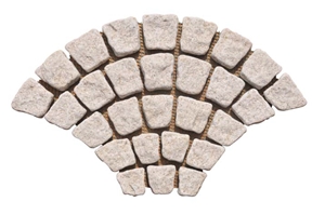 Wellest G682 Meshed Granite Fan Shape Paving Stone,Cobble and Cube Stone on Meshed, Five Faces Natural and Tumbled,Bottom Saw Cut Mg-068