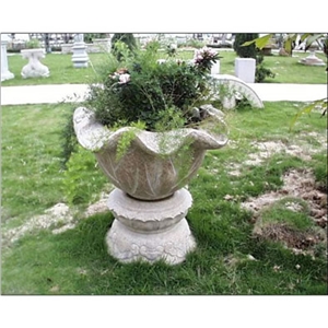 Wellest G682 Sunset Gold Rusty Yellow Granite Garden Flower Pot,Natural Stone Outside Garden Flower Pot,Item No.Sgp023