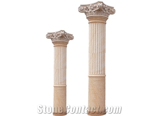 Wellest G682 Sunset Gold,Sunset Yellow,Rusty Yellow Granite Solid & Hollow Configuration Antique Roman Columns, Greek Columns,Model Rp033