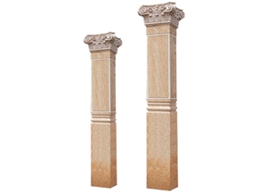 Wellest G682 Sunset Gold,Sunset Yellow,Rusty Yellow Granite Solid & Hollow Configuration Antique Roman Columns, Greek Columns,Model Rp035