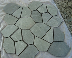 Wellest Green Slate Flag Stone,Meshed Paver Stone,6 Pieces Type,Item No.Ms026