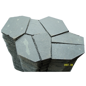 Wellest Green Slate Flag Stone,Meshed Paver Stone,7 Pieces Type,Item No.Ms010
