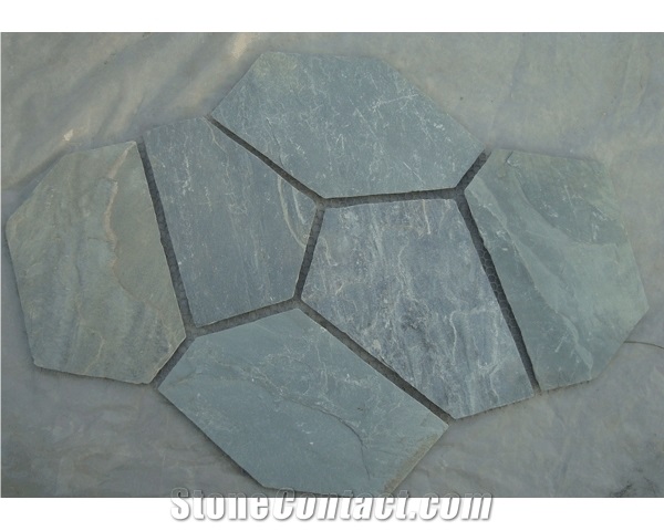 Wellest Green Slate Flagstone,Meshed Paver Stone,6 Pieces Type,Item No.Ms004