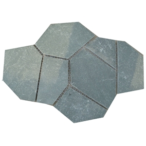 Wellest Green Slate Flagstone,Meshed Paver Stone,7 Pieces Type,Item No.Ms012