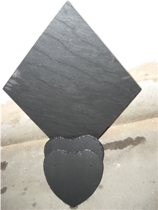 Wellest Heart Shape China Natural Black Slate Roofing Tile,With Pre-Drilled Holes,Model No.Srt012