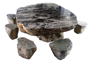 Wellest Imperial Green Granite Table and Stool ,Square Stone Table and Stool, Stc 037