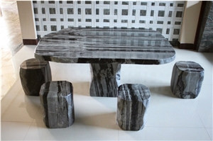 Wellest Imperial Green Granite Table and Stool ,Square Stone Table and Stool, Stc 049