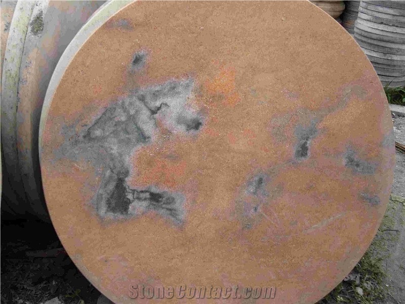 Wellest M108 Sunset Red Marble Table Top, Restaurant Top,Round Top, Round Table,Natrual Stone