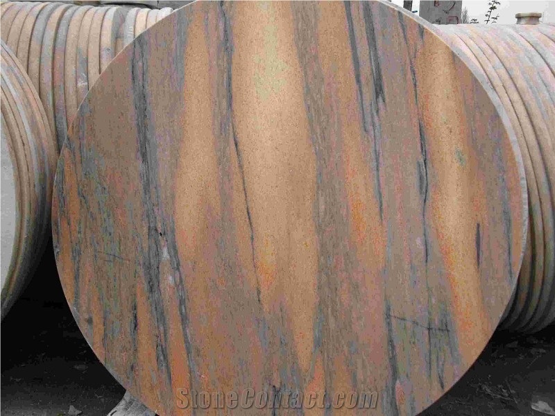 Wellest M108 Sunset Red Marble Table Top, Restaurant Top,Round Top, Round Table