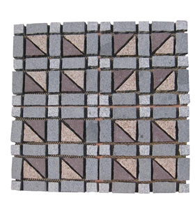 Wellest Meshed Granite Paving Stone,Cobble and Cube Stone on Meshed,Mosiac Paver,Top Flamed,Bottom Saw Cut.Mg-030