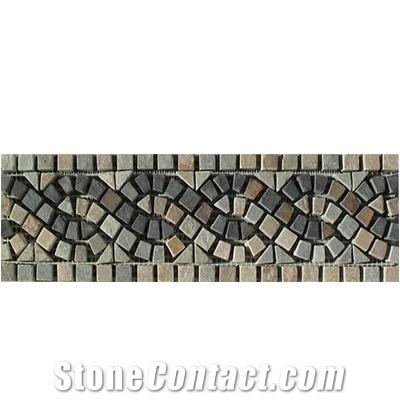 Wellest Multi Color Rusty Slate Mixed with Yellow Wood Slate Molding & Border, China Slate Skirting,Model No. Sms010