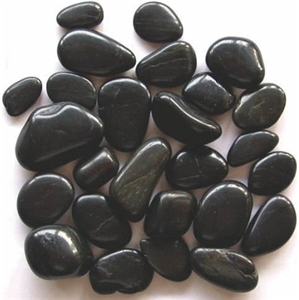 Wellest Polished Black Color Natural Pebble Stone,River Stone,Gravels,Item No.Sps202