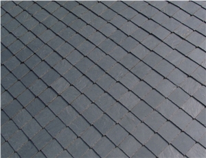 Wellest Rectangular Black Slate Roof Tile, Sides Natural Split,Without Pre-Drilled Holes,Model No. Srt007