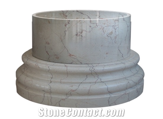 Wellest Shell Beige Marble Column Pedestal,Pillar Base,Column Base,Model Pf016