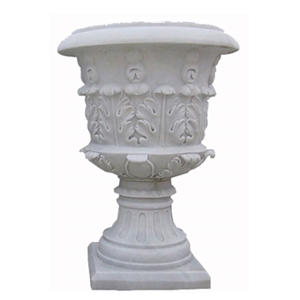Wellest White Jade Marble Garden Flower Pot,Natural Stone Outside Garden Flower Pot,Item No.Sgp009