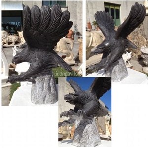Black Marble Carved Eagle Sculpture