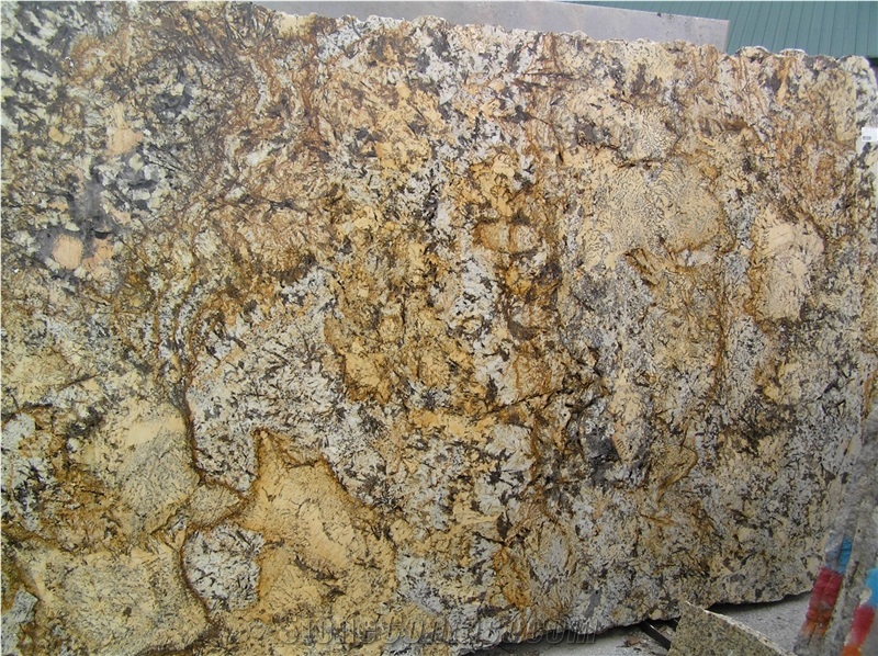 Polished Crema Delicatus Granite Slab, Brazil Yellow Granite
