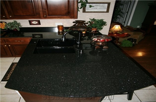 Black Galaxy Granite Kitchen Islands Countertop Giga
