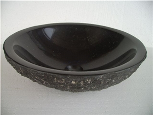Giga Black Granite Vessel Sink, Mongolia Black Granite Sinks