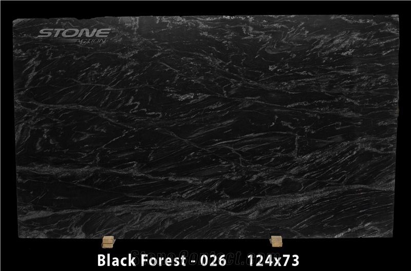 Black Forest Granite Slabs, India Black Granite
