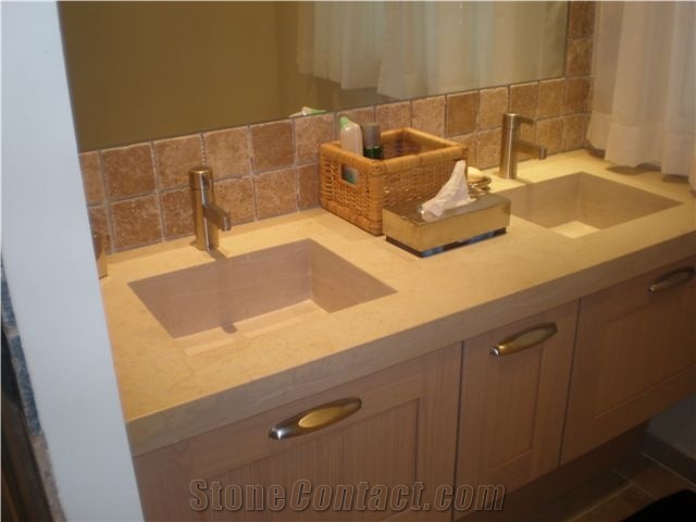 Pietra Di Trani Apricena Solid Bathroom Sinks, Tops