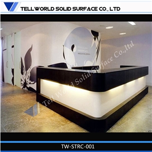 Tell World Factory Supply Fashion Design Acrylic Solid Surface Reception Desk/Counter