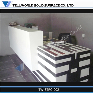 Tell World Factory Supply Fashion Design Acrylic Solid Surface Reception Desk/Counter
