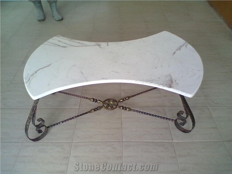 Greece White Volakas Marble Table Top