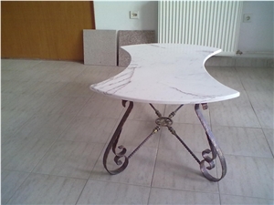 Greece White Volakas Marble Table Top