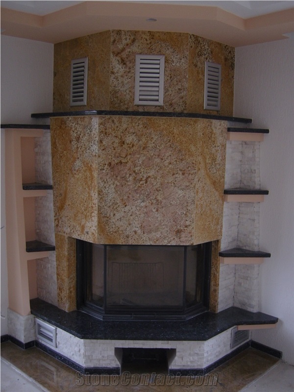 Golden Oak Granite Fireplace Surround Panels