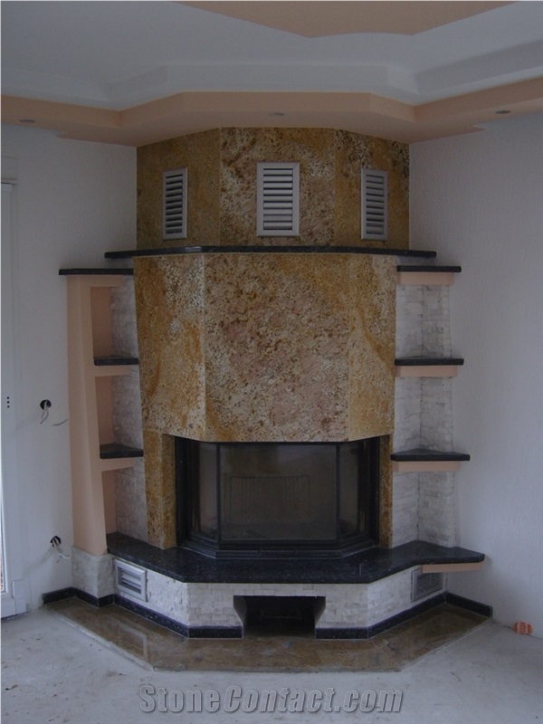 Golden Oak Granite Fireplace Surround Panels
