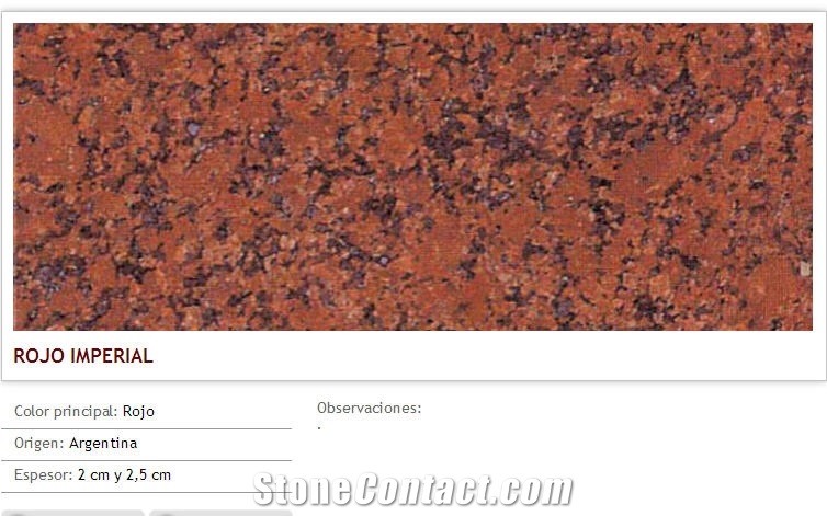 Rojo Imperial Granite Slabs & Tiles, Argentina Red Granite