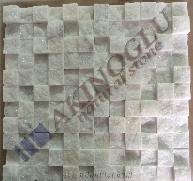 Mugla White Marble Split Wall Mosaic