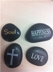 Engraved Polished Stone by Artitic Work for Gifts, Pebble Stone Artifacts & Handcrafts