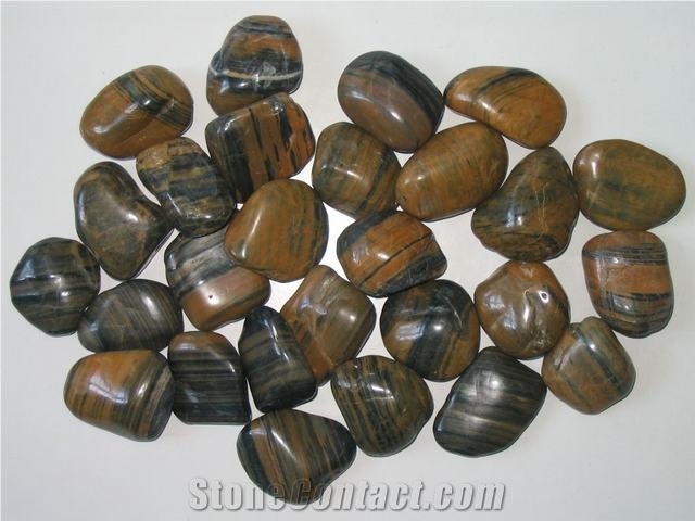 Stripe Polished Pebble Stone for Landscaping and Garden, Paving Stone