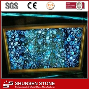 2014 Latest Decorative Translucent Blue Agate Semiprecious Stone
