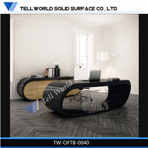 Supply Fashionable Office Furniture ,Luxury Office Desk with Round Shape, Artificial Stone Furniture