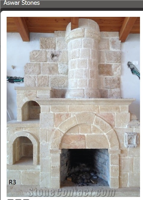 Hebron Bone Limestone Hand Carved Fireplace
