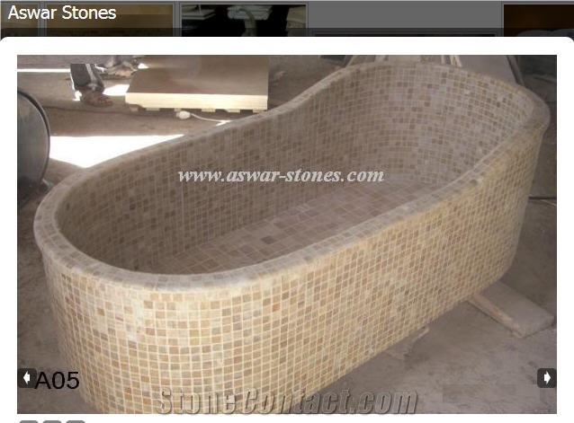 Jerusalem Light Yellow Limestone Mosaic Bath Tub