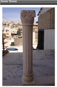 Jerusalem White Limestone Carved Column Capital