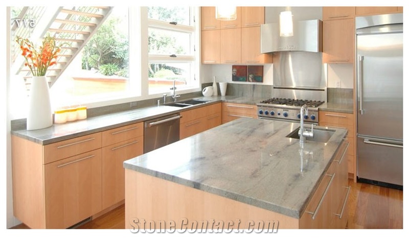 Soft Green Wild Sea Granite Kitchen Island Countertop From Austria