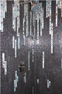 Marble and Glass Mosaic Shower Wall