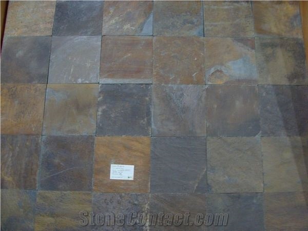 China Multicolor/ Rusty Flooring Slate,Slate Tile,Rust Slate Paving Stone, Golden Yellow Slate Wall Covering